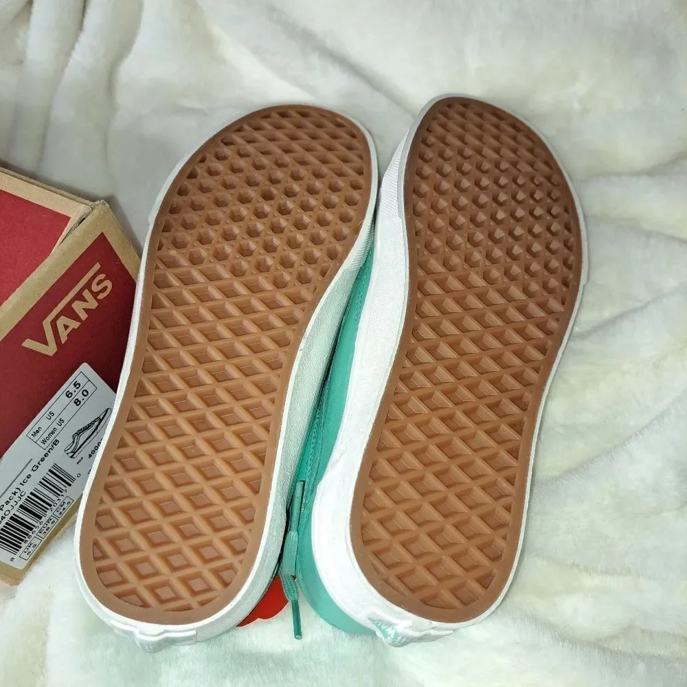 Vans Old Skool Pastel Pack Ice Green/Blanc Skate Shoes Leather 6.5 mens 8 womens